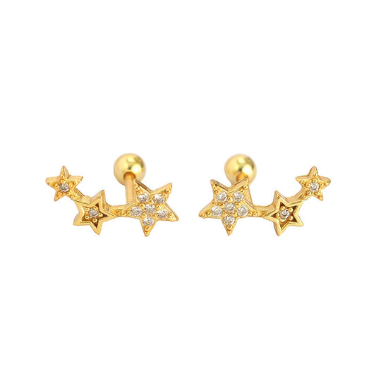 New Shining CZ Stars 925 Sterling Silver Stud Earrings