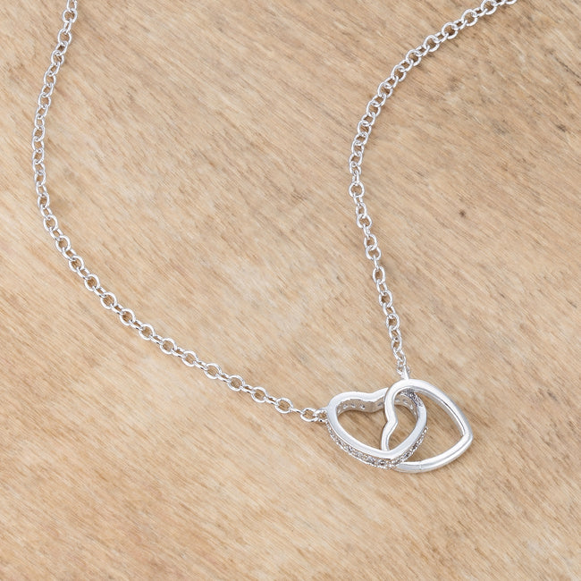 .22 Ct Interlocking Hearts Necklace with CZ