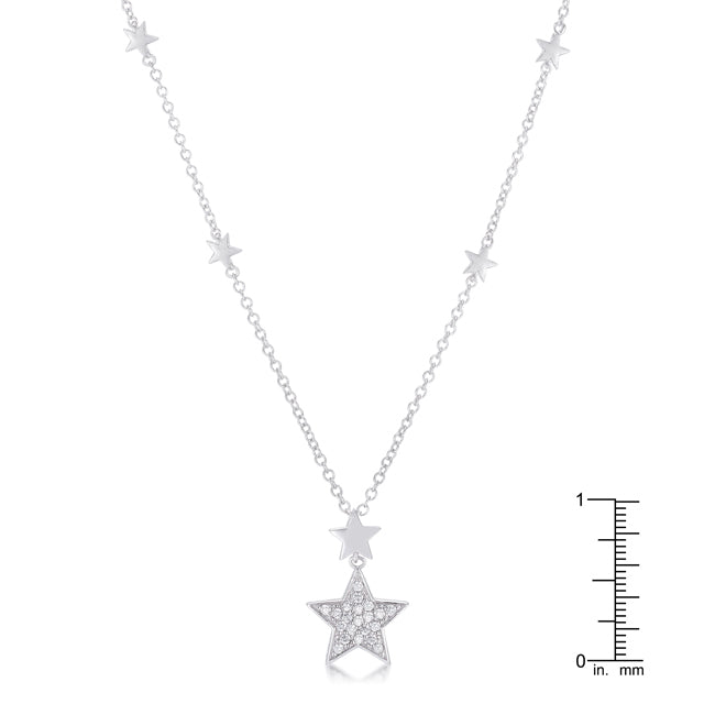 .32Ct Rhodium Star Necklace with Shimmering CZ