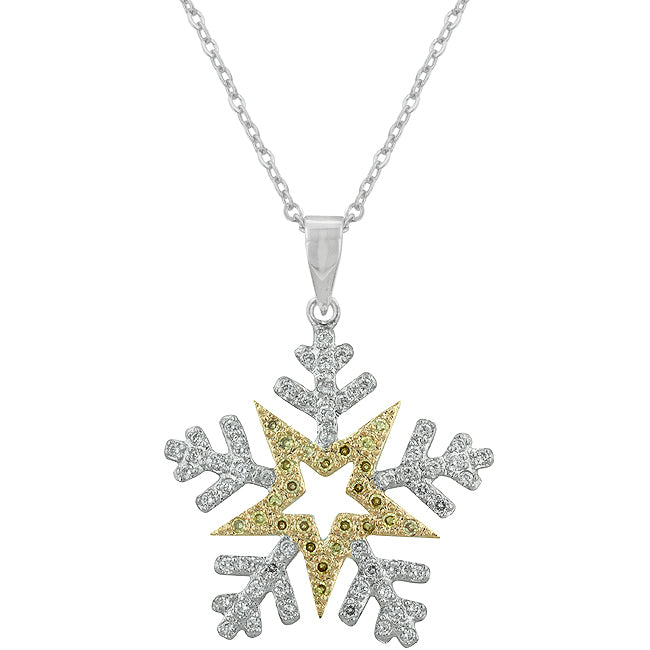 Two-tone Finished Snowflake Pendant