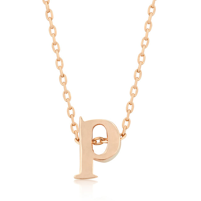 Rose Gold Finish Initial P Pendant