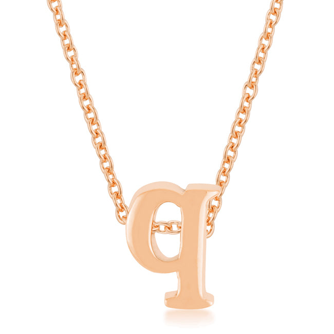 Rose Gold Finish Intiial Q Pendant