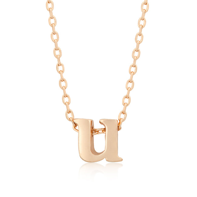 Rosegold Finish Initial U Pendant