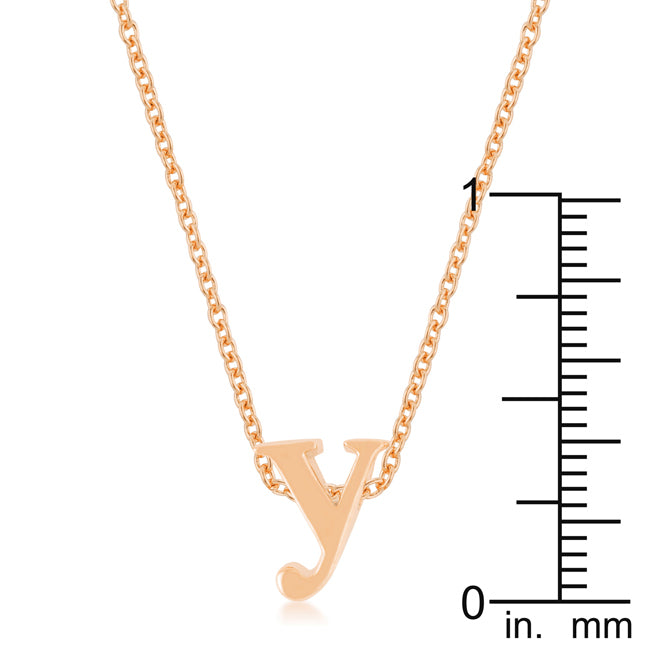 Rose Gold Finish Initial Y Pendant