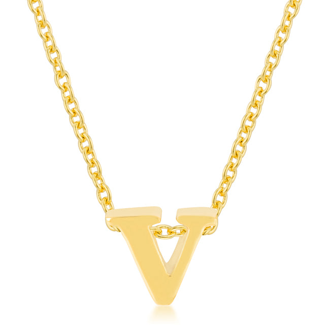 Golden Initial V Pendant