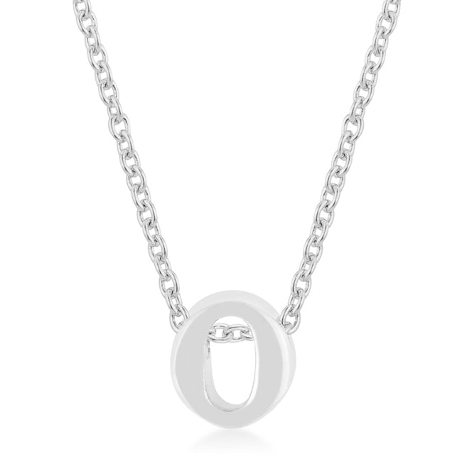 Rhodium Plated Finish Initial O Pendant