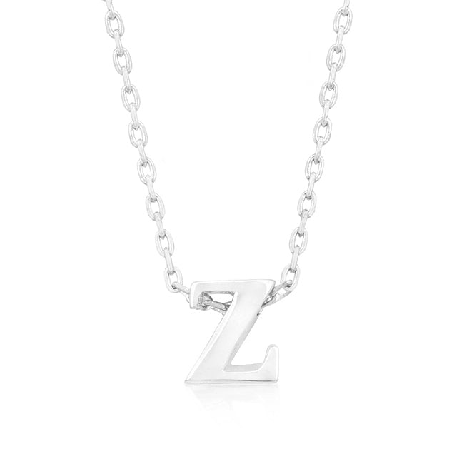 Rhodium Plated Finish Initial Z Pendant