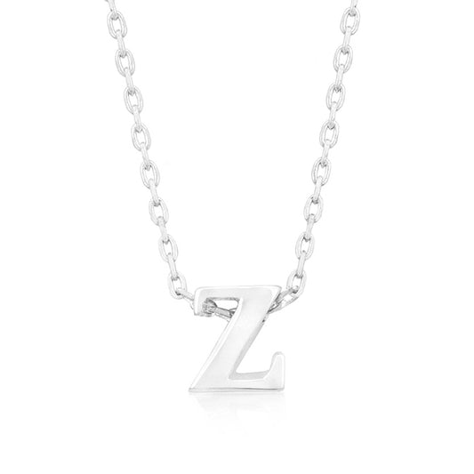 Rhodium Plated Finish Initial Z Pendant