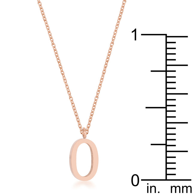 Elaina Rose Gold Stainless Steel O Initial Necklace