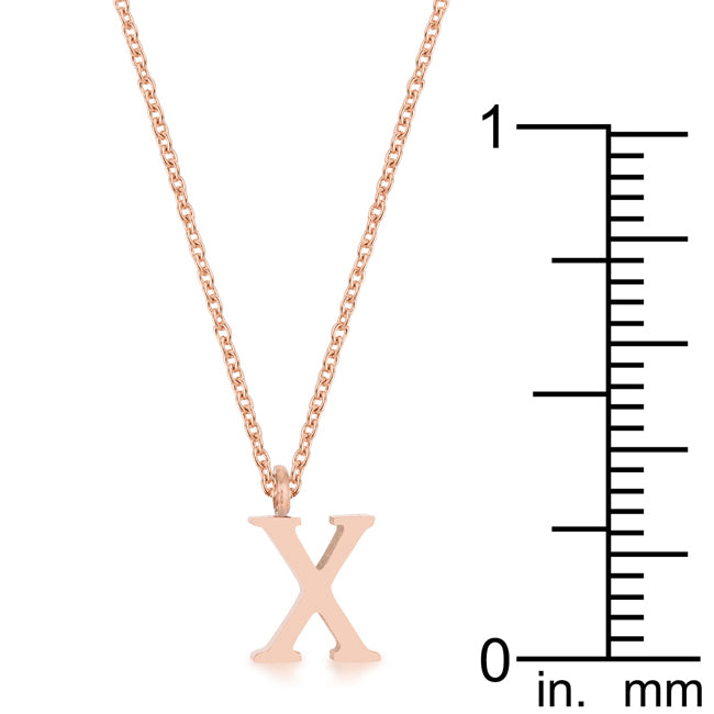 Elaina Rose Gold Stainless Steel X Initial Necklace