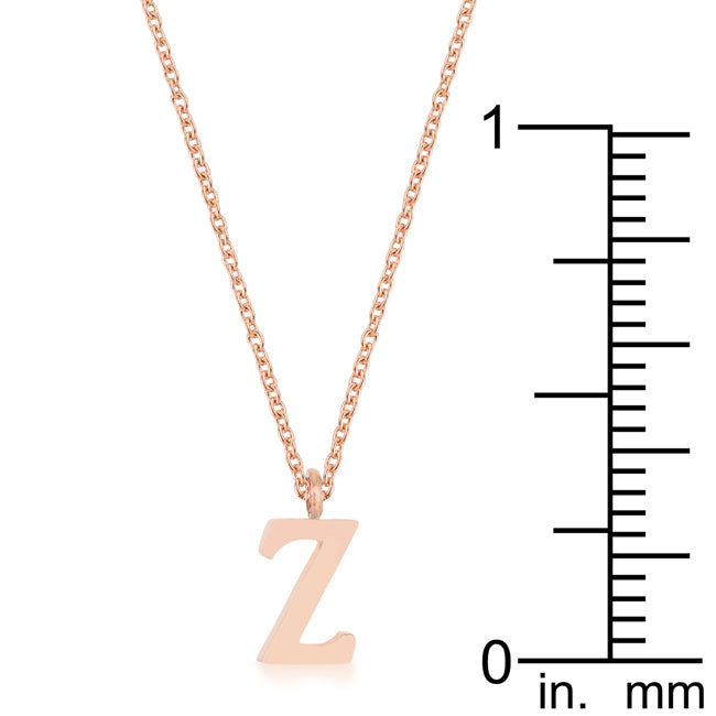 Elaina Rose Gold Stainless Steel Z Initial Necklace