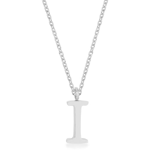 Elaina Rhodium Stainless Steel I Initial Necklace