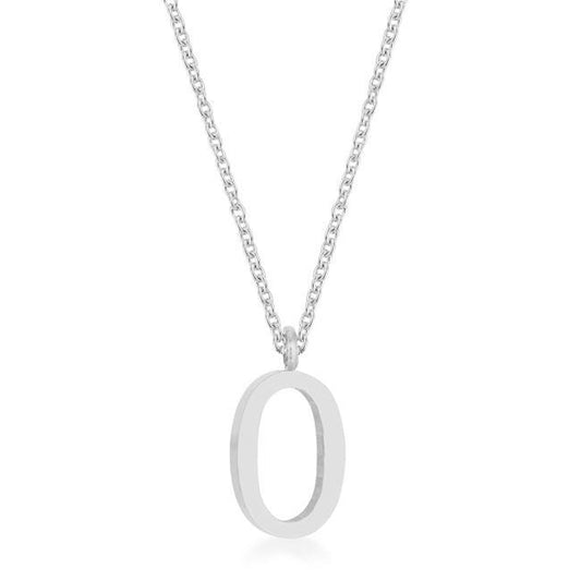 Elaina Rhodium Stainless Steel O Initial Necklace