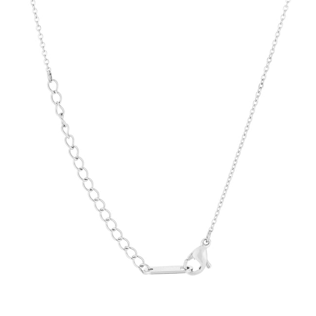 Elaina Rhodium Stainless Steel U Initial Necklace