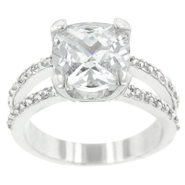 Double Band Cubic Zirconia Engagement Ring