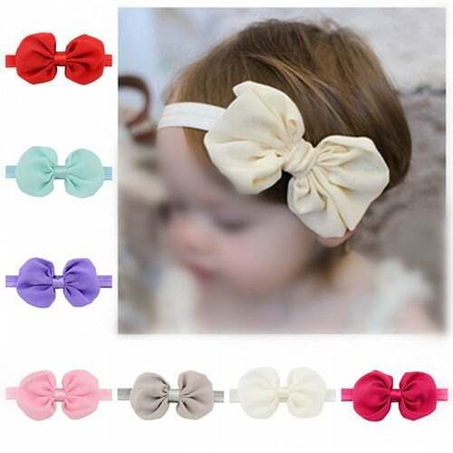 (12 pcs Per Unit) Cute Chiffon Bowknot Baby Fashion Hair Band