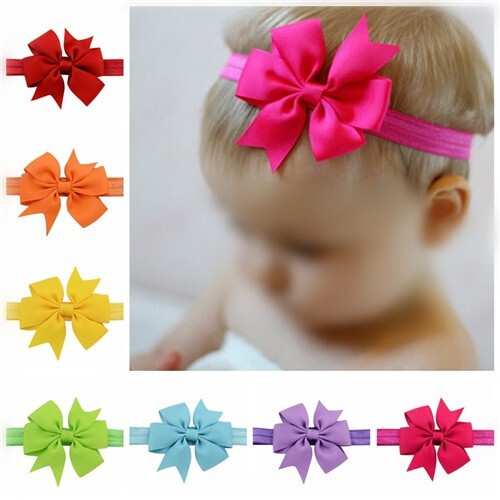 (20 pcs Per Unit) Bowknot Decorated Thread Tape Candy Color Baby Fashion Hair Band