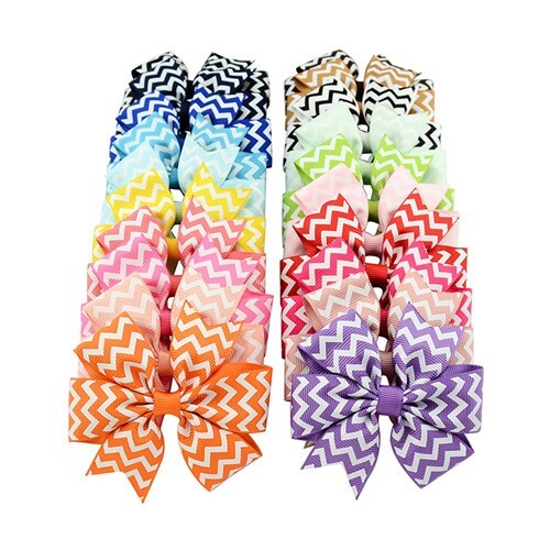 (20 pcs Per Unit) Handmade Rib Stripes Bowknot Baby/ Toddler Fashion Hair Clip