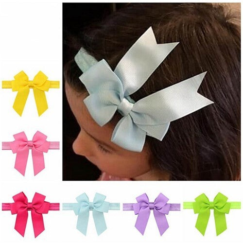 (20 pcs Per Unit) Ribbon Bowknot Attached Thread Tape Baby Fashion Hair Band