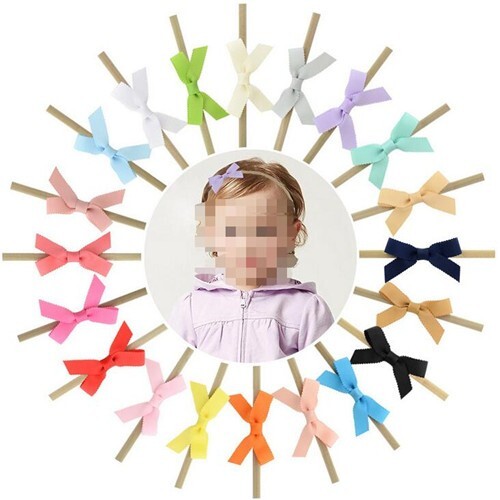 (20 pcs Per Unit) Multicolor Cutie Bowknot Hair Bands for Toddler