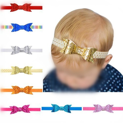 (8 pcs Per Unit) Shining Bowknot Fashion Baby Hair Bands