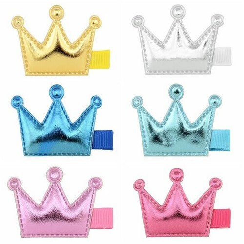 (6 pcs) Glistening Crown Baby Hair Clip Set