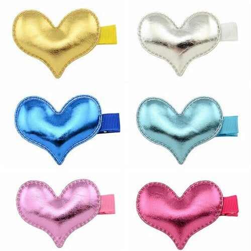 (6 pcs) Glistening Heart Baby Hair Clip Set