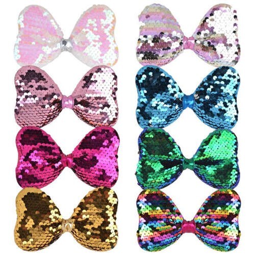 (8 pcs) Glistening Paillettes Bowknot High Fashion Design Baby Hair Clips Set