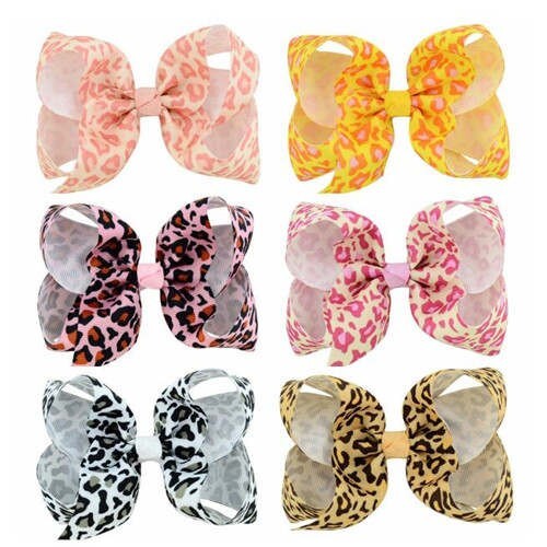 (6pcs) Leopard Prints Bowknot Design Baby Girl Hair Clip Set