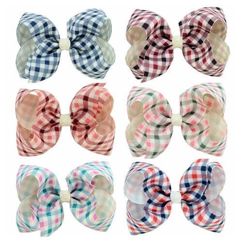 (6pcs) British Style Lattice Pattern Baby Hair Clip Set