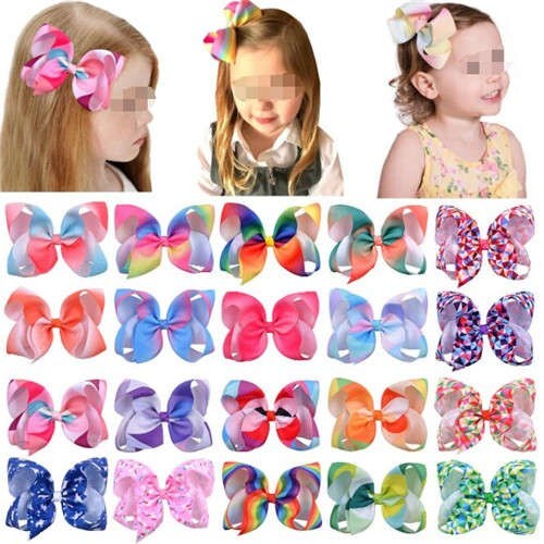 (20 pcs) 6 Inches Big Bowknot Baby Girl/ Kids Hair Clip Set