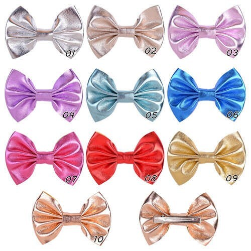 (10 pcs) Shining Bowknot Baby Girl Cloth Hair Clip Set/ Hair Accessories