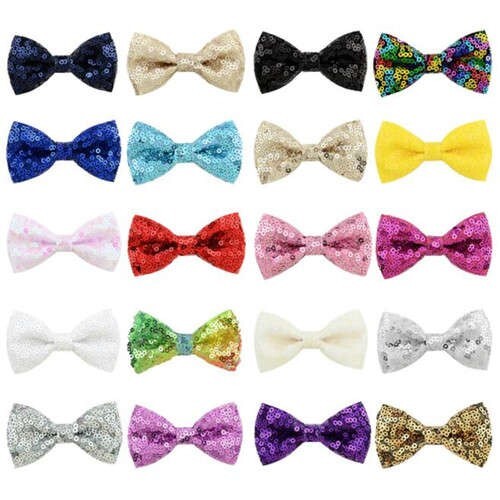 (20 pcs) Shining Sequins Cute Bowknot Baby Girl Hair Clip Set