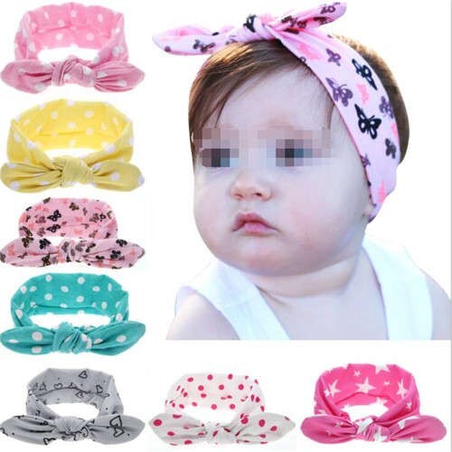 (8 pcs) Hight Fashion Elements Prints Cute Bowknot Baby/ Toddler Cloth Hair Band Set