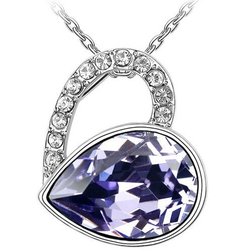 Love At This Moment Austrian Crystal Pendant Necklace - Purple