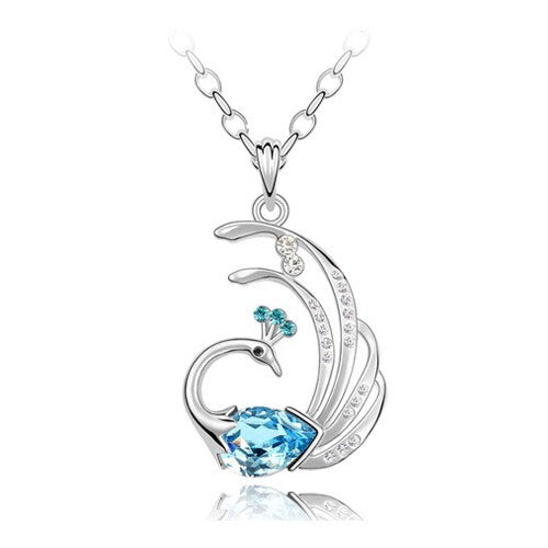 Blue Crystal Phenix Necklace