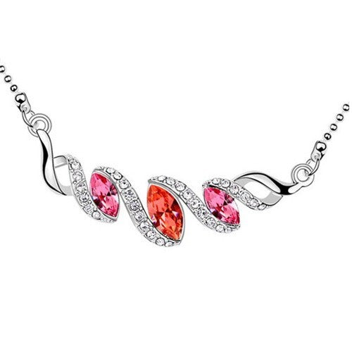 Red Austrian Crystal Spiral Mode Pendant Necklace