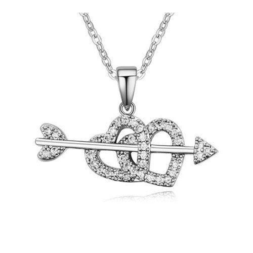 Arrow in the Hearts Pendant Necklace - Silver