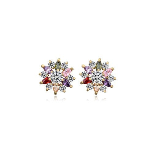 Zircon Snowflake Ear Studs - Multicolor