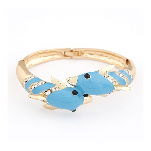 Dolphin Lovers Unique Design Fashion Bangle - Blue