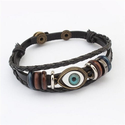 Eye Ball Decoration Vintage Design Leather Bracelet