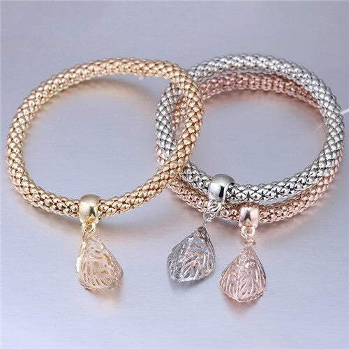 Fashion Elements Pendants Weaving Design Alloy 3 pcs Set Costume Bracelet - Leaves