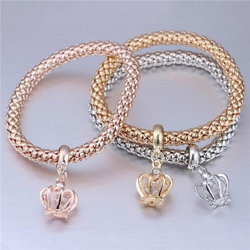 Fashion Elements Pendants Weaving Design Alloy 3 pcs Set Costume Bracelet - Crown