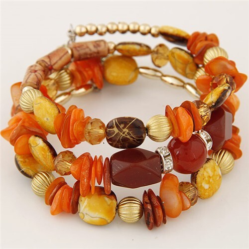 Fashion Multi-layers Bead Bracelet - Orange