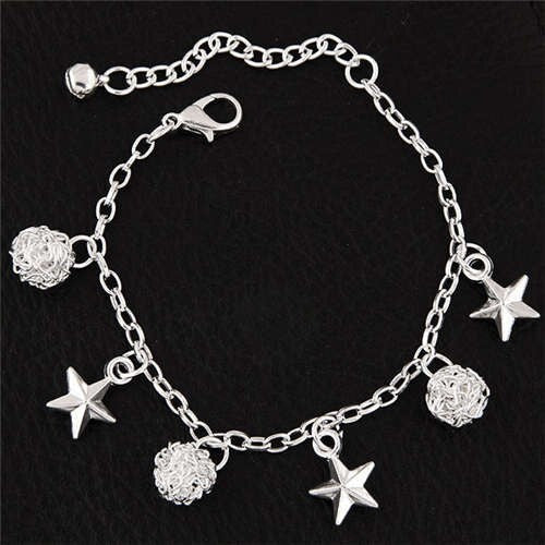 Stars and Weaving Ball Pendants High Fashion Alloy Bracelet