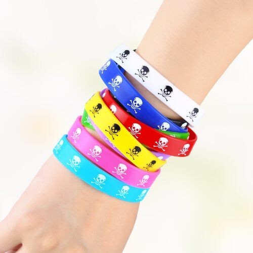 (9 Pcs Set) Individual Fashion Skull Design Multicolor Silicone Wholesale Sport Bracelet Set