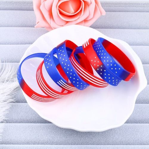 (7 Pcs Set) Individual Fashion Flag Design Silicone Wholesale Sport Bracelet Set