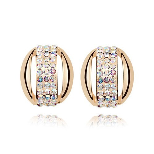 Zircon Inlaid Elegant Button Golden Earrings