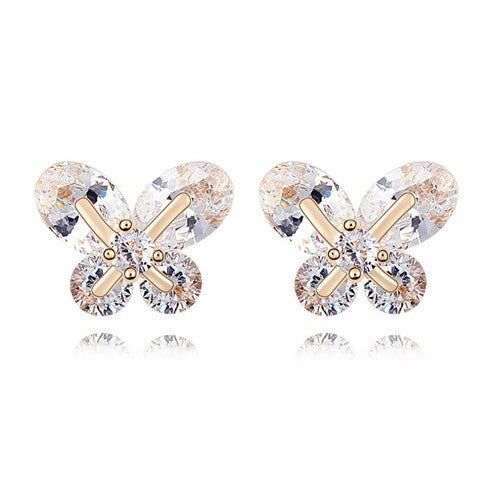 Delicate Korean Fashion Butterfly Zircon Earrings - Transparent