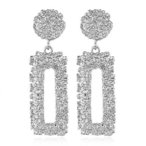 Fashion Alloy Rectangle Hoop Dangling Women Earrings